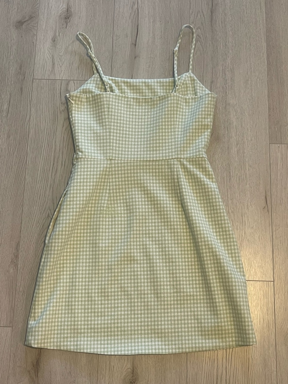 Aritzia Wilfred Isabelle Dress - Green Gingham Plaid Mini Dress - Picture 6 of 6